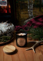 Ontario Woods Wood Wick Soy Candle in 8oz jar with natural scent, featuring a wooden wick for a relaxing, cozy ambiance.