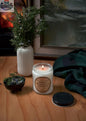 8oz Rocky Mountain Juniper soy candle with a cotton wick, offering a refreshing juniper aroma for a calming ambiance.