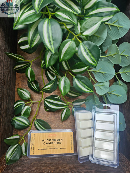 Wax melt bar Algonquin Campfire by Stopandsmellthecandles, 1.75oz soothing fragrance with rustic campfire scent and wax pieces.