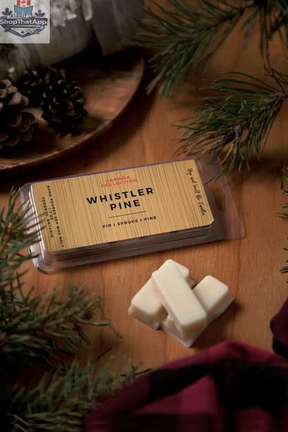 Whistler Pine wax melt bar by Stopandsmellthecandles, 1.75oz, featuring fresh pine scent and natural wax texture.
