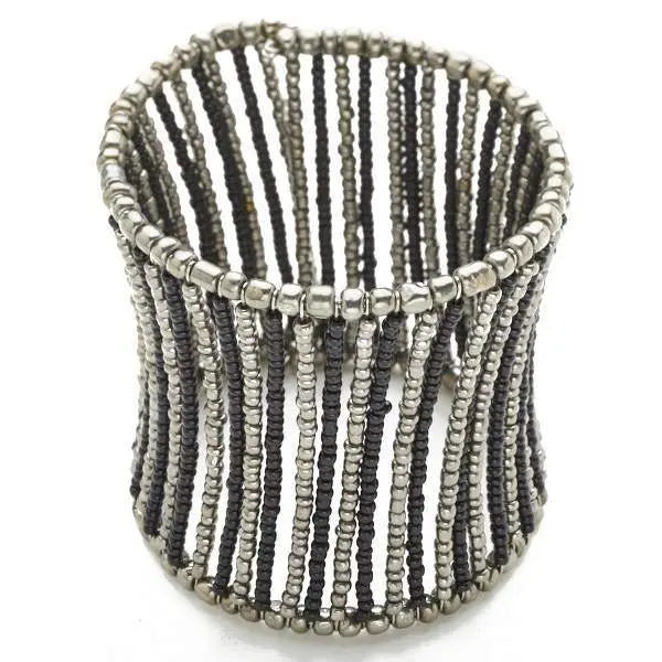 Beaded column cuff bracelet by Suzie Blue Canada featuring colorful beads and a stylish, modern design.