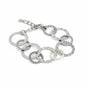 Grey stainless steel linked circle bracelet by Suzie Blue Canada, featuring interconnected circular links for a modern, stylish look.