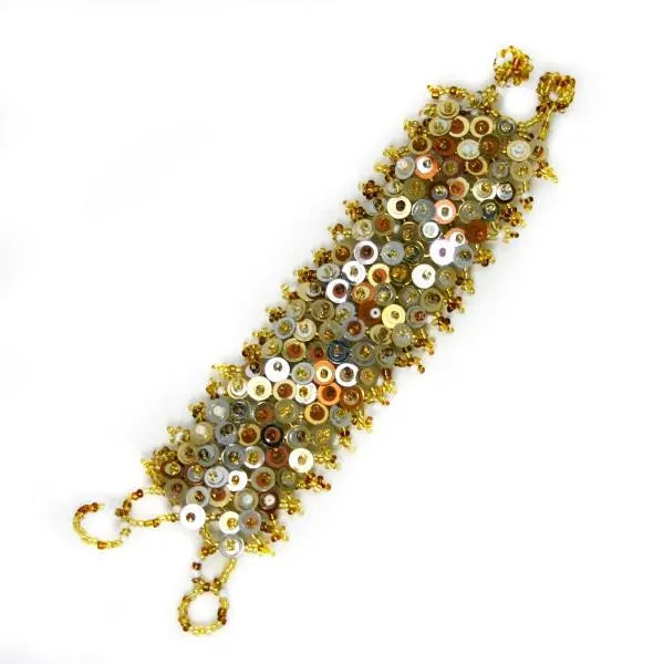Suzie Blue Canada Sequin Wrap Cuff bracelet featuring shimmering sequins and wrap-around design for stylish wrist wear.