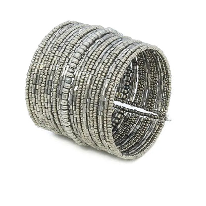 Wide beaded cuff bracelet by Suzie Blue Canada featuring colorful beads and a stylish, unique design.
