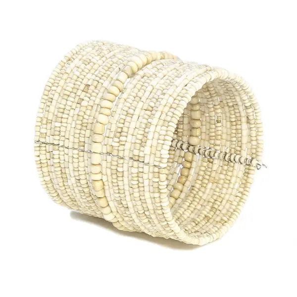 Wide beaded cuff bracelet by Suzie Blue Canada featuring colorful, textured beads and a bold, stylish design for statement wear.