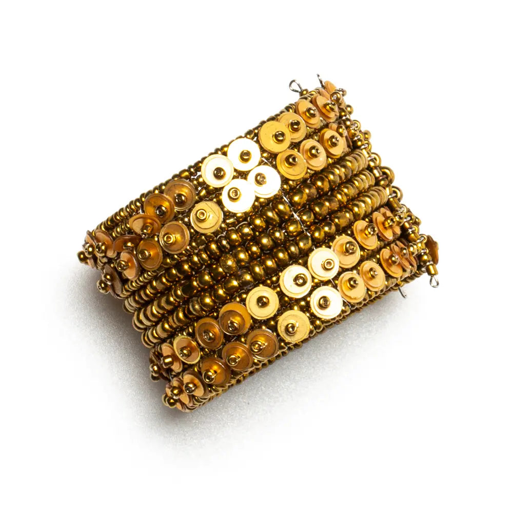 Silver sequin cuff bracelet by Suzie Blue Canada featuring sparkling sequins and elegant design for stylish accessories.