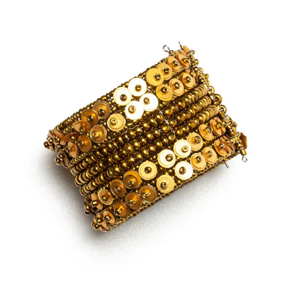 Silver sequin cuff bracelet by Suzie Blue Canada featuring sparkling sequins and elegant design for stylish accessories.