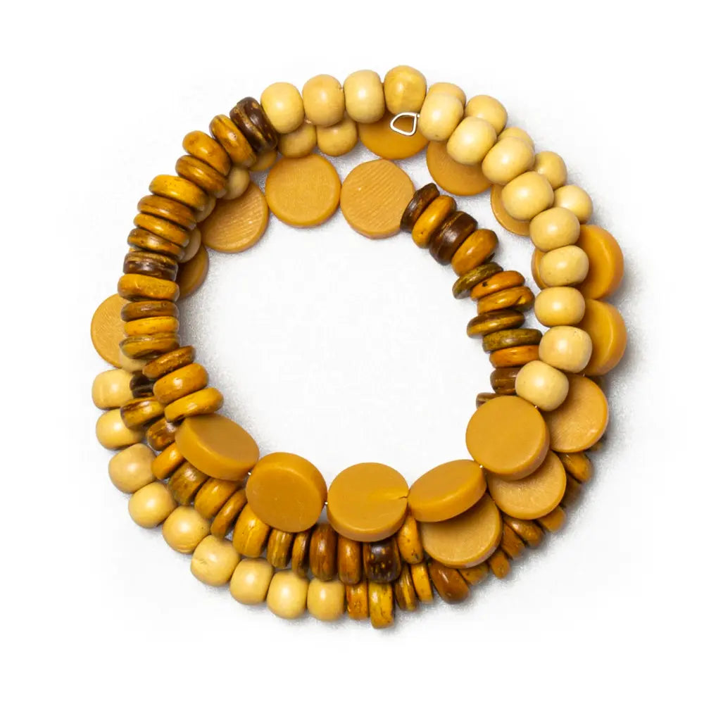 Handmade wood and resin spiral bracelet by Suzie Blue Canada featuring a unique, artistic jewelry design.