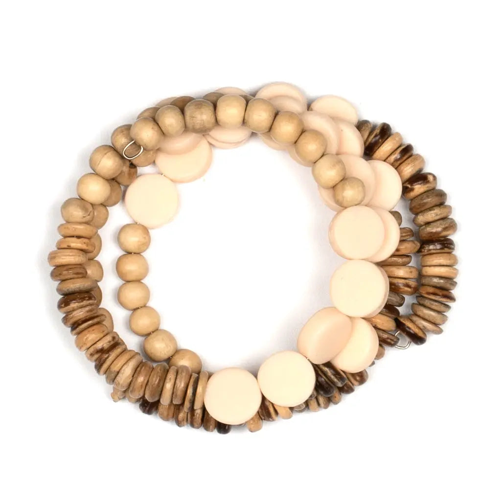 Handmade wood resin spiral bracelet by Suzie Blue Canada featuring a unique, handcrafted jewelry design with natural wood and resin elements.