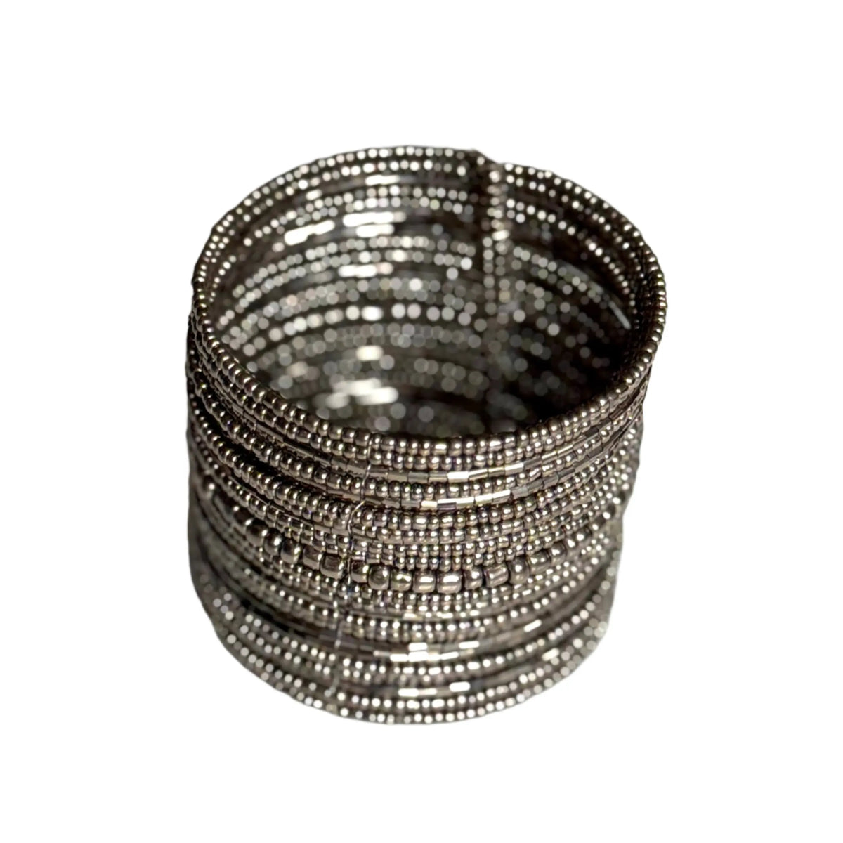 Simple beaded cuff bracelet by Suzie Blue Canada featuring neutral-colored beads for versatile, effortless style.
