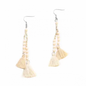 Silver double tassel earrings with crystal drop from Suzie Blue Canada, elegant jewelry accessory for stylish occasions.