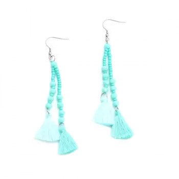 Elegant double tassel earrings with crystal drops by Suzie Blue Canada, featuring intricate design and sparkling accents.