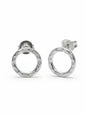 Silver Beaten Circle Earrings by Suzie Blue Canada featuring elegant plate studs with a textured, handcrafted design.