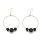 Lava stone hoop earrings with silver plate triple ball design by Suzie Blue Canada, showcasing the stylish jewelry detail.