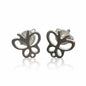 Silver butterfly earrings by Suzie Blue Canada, elegant stud earrings featuring detailed butterfly design for versatile wear.