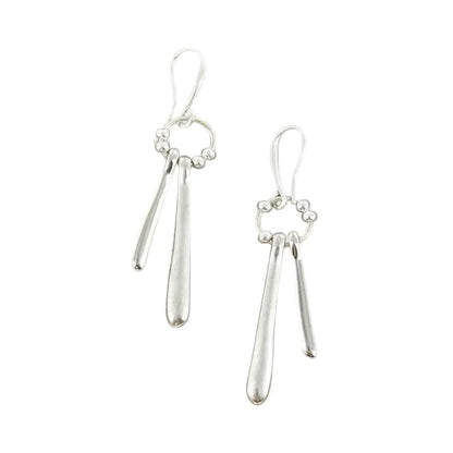 Silver plate double drop earrings by Suzie Blue Canada with elegant, layered design and polished finish.