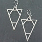 Silver plated triangle earrings by Suzie Blue Canada, featuring sleek geometric design, perfect for stylish elegance.