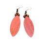 Wooden petal earrings by Suzie Blue Canada featuring delicate, handcrafted petal-shaped wooden earrings on gold hooks.