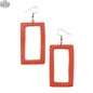 Rectangular resin earrings in warm orange tones, stylish and unique accessories by Suzie Blue Canada.