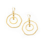 Gold plated beaten double ring earrings by Suzie Blue Canada, featuring textured circular design and stylish earring hooks.
