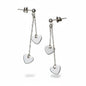 Silver plated double drop heart chain earrings with delicate design, by Suzie Blue Canada.