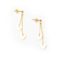 Gold-plated double drop heart earrings with elegant chain stud design by Suzie Blue Canada, featuring a stylish and delicate look.