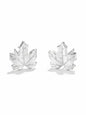 Maple Leaf silver plate earrings by Suzie Blue Canada, elegant stud design with detailed maple leaf motif and polished finish.