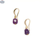 Simple amethyst drop earrings in gold plate featuring teardrop-shaped amethyst stones, stylish and elegant jewelry by Suzie Blue Canada.