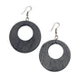 Round wooden hoop earrings by Suzie Blue Canada, eco-friendly fashion accessory, showing natural wood texture and stylish design.
