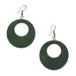 Pair of round wooden hoop earrings by Suzie Blue Canada, showcasing eco-friendly fashion with natural wood finish.