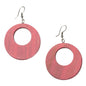 Round wooden hoop earrings by Suzie Blue Canada, showcasing eco-friendly fashion accessories with a natural wood finish.