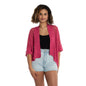 Pink short-sleeved knit cardigan by Suzie Blue Canada, stylish layering sweater, casual women's knitwear for versatile wear.