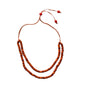 Double strand glass bead necklace by Suzie Blue Canada featuring colorful glass beads and a silver clasp.