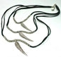 Suzie Blue Canada suede feather necklace featuring elegant feather pendants on a soft suede cord.