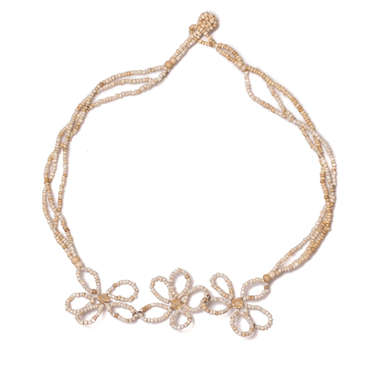 Beaded flower necklace by Suzie Blue Canada featuring colorful floral beads on a delicate chain.