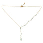Amazonite glass bead necklace with gold plate drop design by Suzie Blue Canada, featuring blue-green beads and delicate gold accents.
