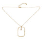 Hammered gold pearl pendant necklace with rectangular design, gold-plated by Suzie Blue Canada, showcasing a stylish jewelry piece.