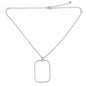 Hammered silver rectangular pendant necklace on simple chain, silver plated jewelry by Suzie Blue Canada