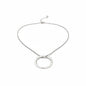 Silver plated open ring necklace by Suzie Blue Canada featuring an elegant, minimalist jewelry design.