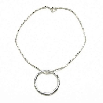 Silver plated open ring necklace from Suzie Blue Canada featuring a sleek, minimalist jewelry design.
