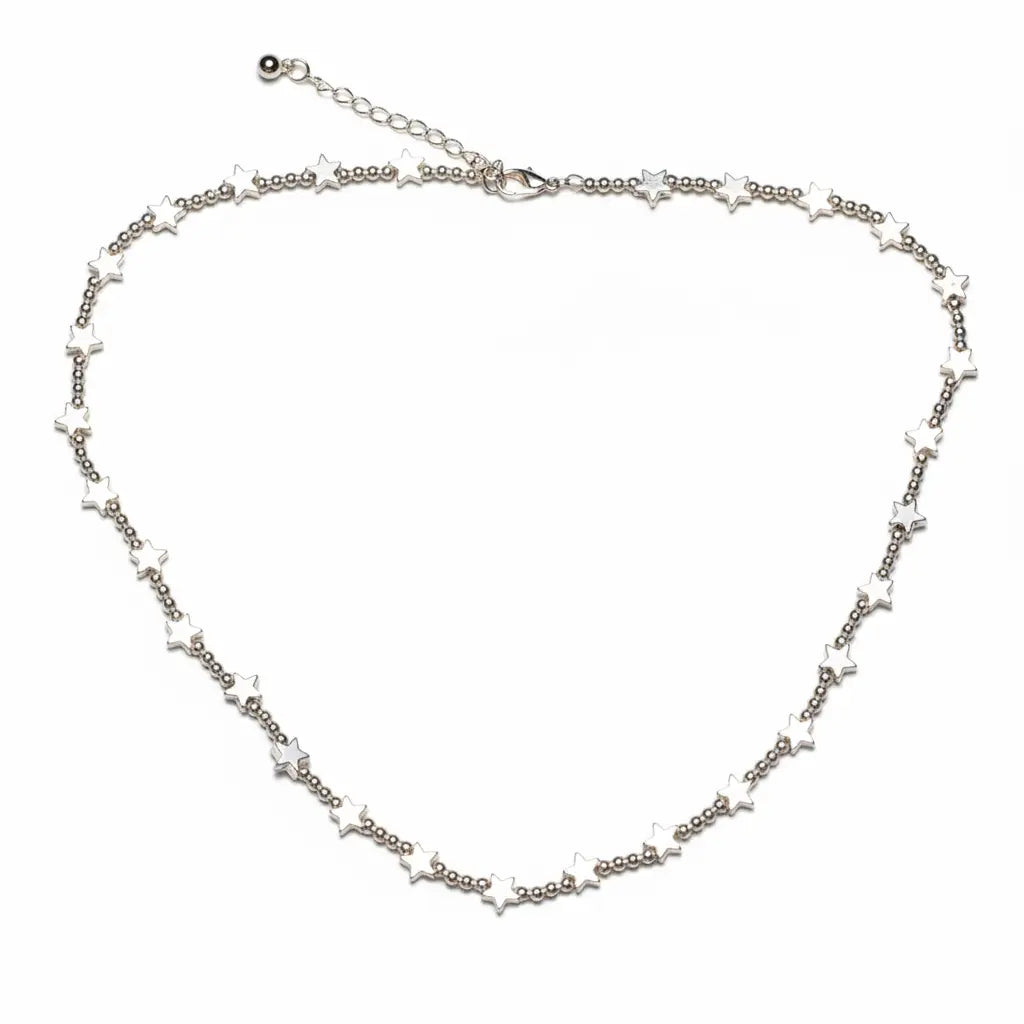 Silver plated short star necklace by Suzie Blue Canada featuring a delicate star pendant on a sleek chain.
