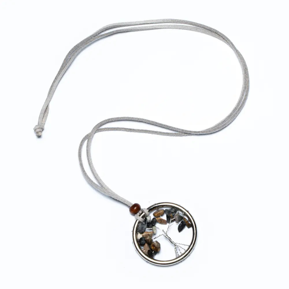 Suzi Blue Canada Tree of Life necklace featuring a natural stone pendant on a silver chain.