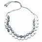 Resin two-tone double strand necklace by Suzie Blue Canada with elegant layered design and mixed neutral colors.