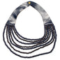 Multi-strand wooden bead necklace by Suzie Blue Canada featuring natural wooden beads on a stylish necklace.
