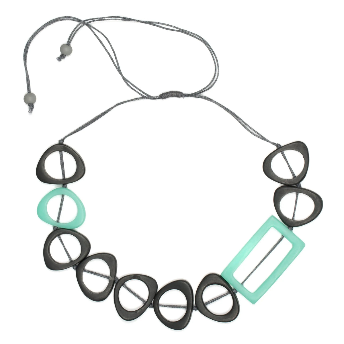 Resin hoop necklace in rectangular design by Suzie Blue Canada, featuring a stylish and modern jewelry piece.