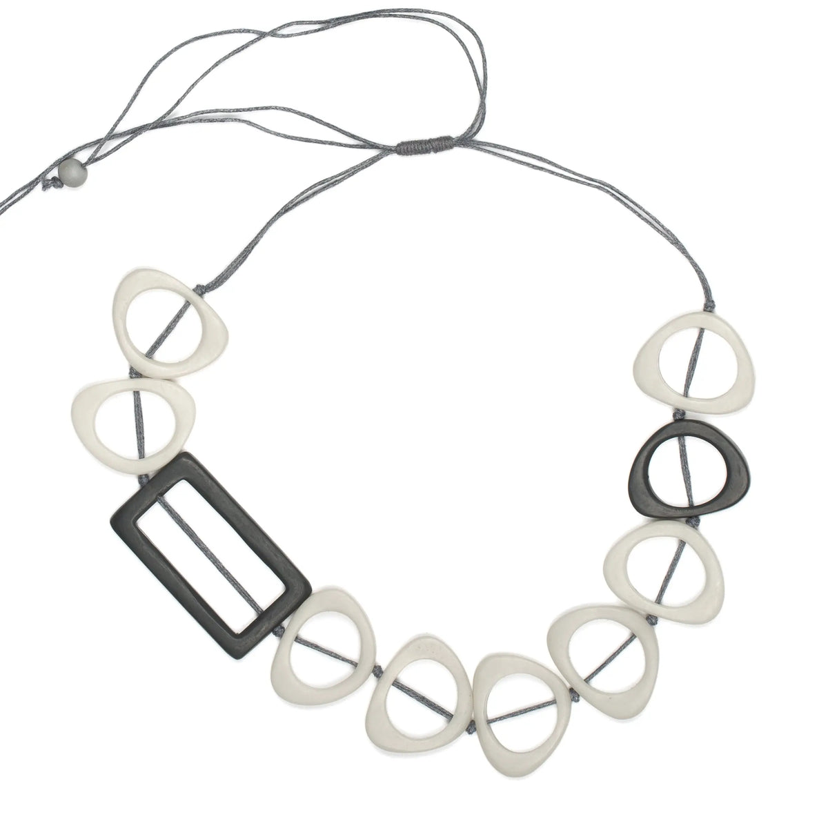 Resin hoop necklace with rectangular design by Suzie Blue Canada, featuring a modern, stylish jewelry piece.
