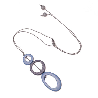 Suzie Blue Canada tonal resin hoop pendant necklace featuring an elegant triple resin design on a delicate chain.