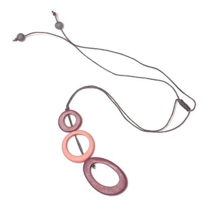 Suzie Blue Canada Tonal Resin Hoop Pendant Necklace featuring an elegant triple resin design on a delicate chain