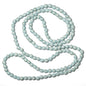 Suzie Blue Canada extra long fabric ball necklace with colorful fabric-covered beads on a silver chain.