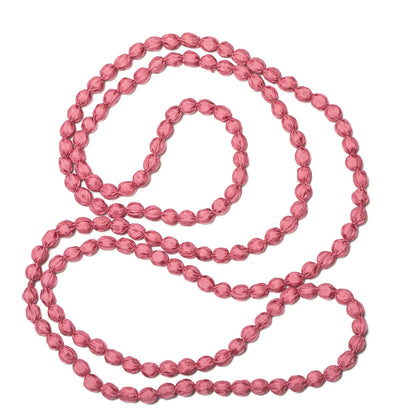 Extra long fabric ball necklace by Suzie Blue Canada featuring colorful fabric-covered beads on a long chain.